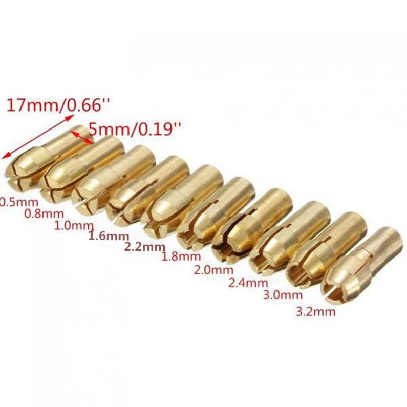 5PCs/10pcs Mũi khoan đồng Chuck Collet bit 0.5-3.2mm cho máy mài điện Micro khoan Dụng cụ xoay phụ kiện