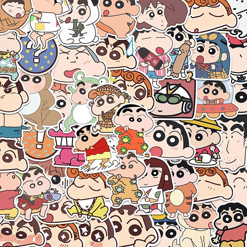 50/100Pcs Cartoon Anime Crayon Shin Chan Stickers For Car Laptop Phone Stationery Decor Decals Waterproof Sticker Kids Toys. 