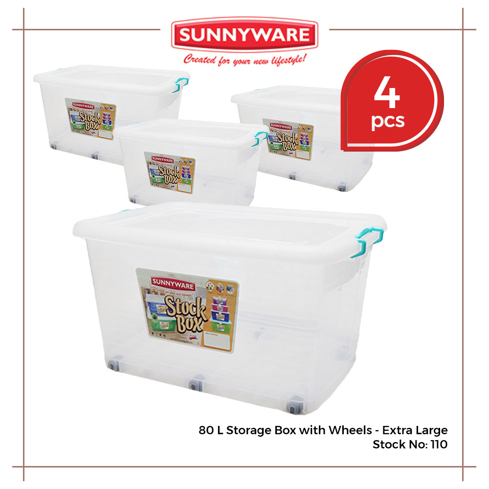 4pcs Set Storage Box 80 Liters Stock Box 80L Storage Box With Wheels Storage Box Stock Box