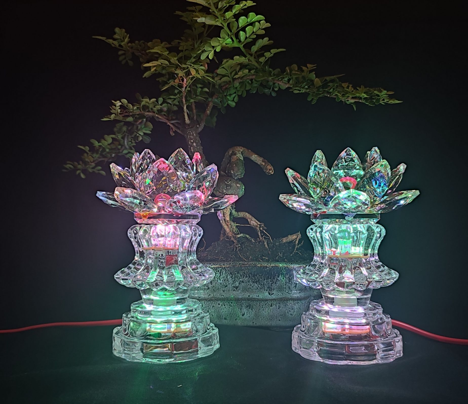 [GIÁ 1 CẶP] Cặp pha lê trang trí tủ thờ, thờ phật, pha lê thờ cúng, cặp pha lê phong thủy (PL44)
