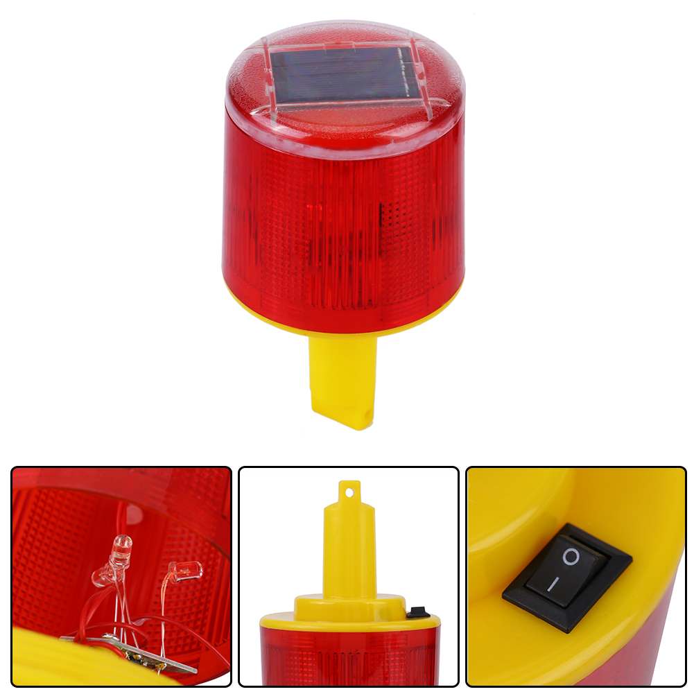 Solar LED Warning Lights Emergency Flash Light Alarm Lights for Traffic Road Boat Red Light Flicker Beacon
