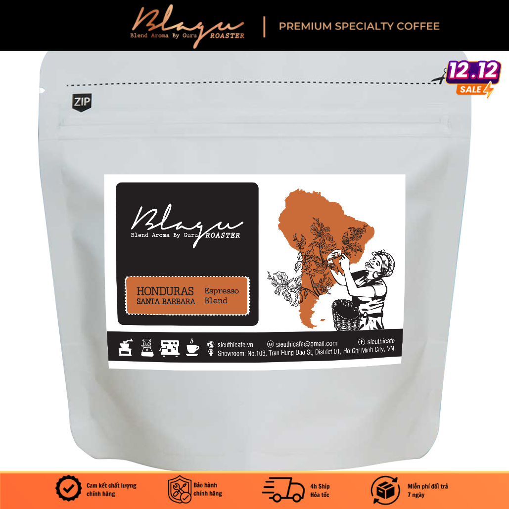 Cà phê Blagu hạt đã rang Honduras Barbara Dòng Cà Phê Cao Cấp 100% Arabica - Sulla Barbara Medium 100g