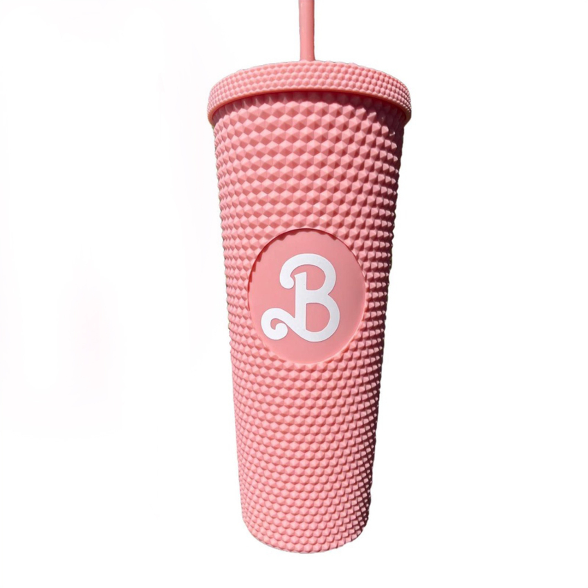 Pink Barbie Straw Water Bottle 800ml Drinking Cups With Straw Reusable Beverage Container Portable Daily Water Buraimy