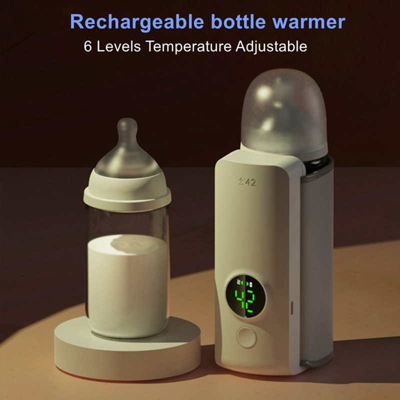 1Set Bottle Heating Jacket 6Levels Adjustment Temperature Display Bottle Heater Portable Baby Bottle Heater 6000Amh C