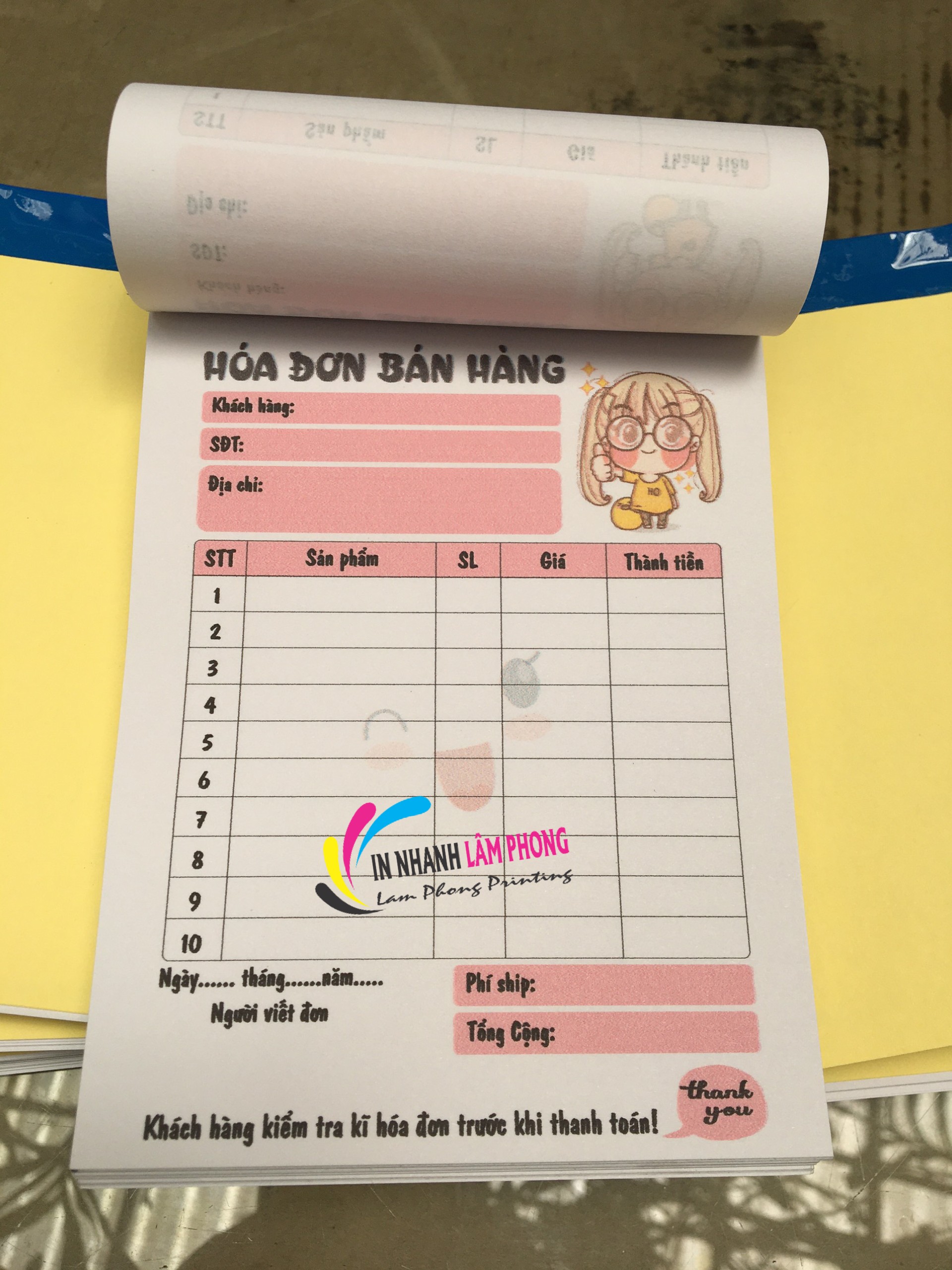 (Free Ship) Cuốn 100 Tờ Hoá Đơn Bán Lẻ Cute Size Lớn 15*21