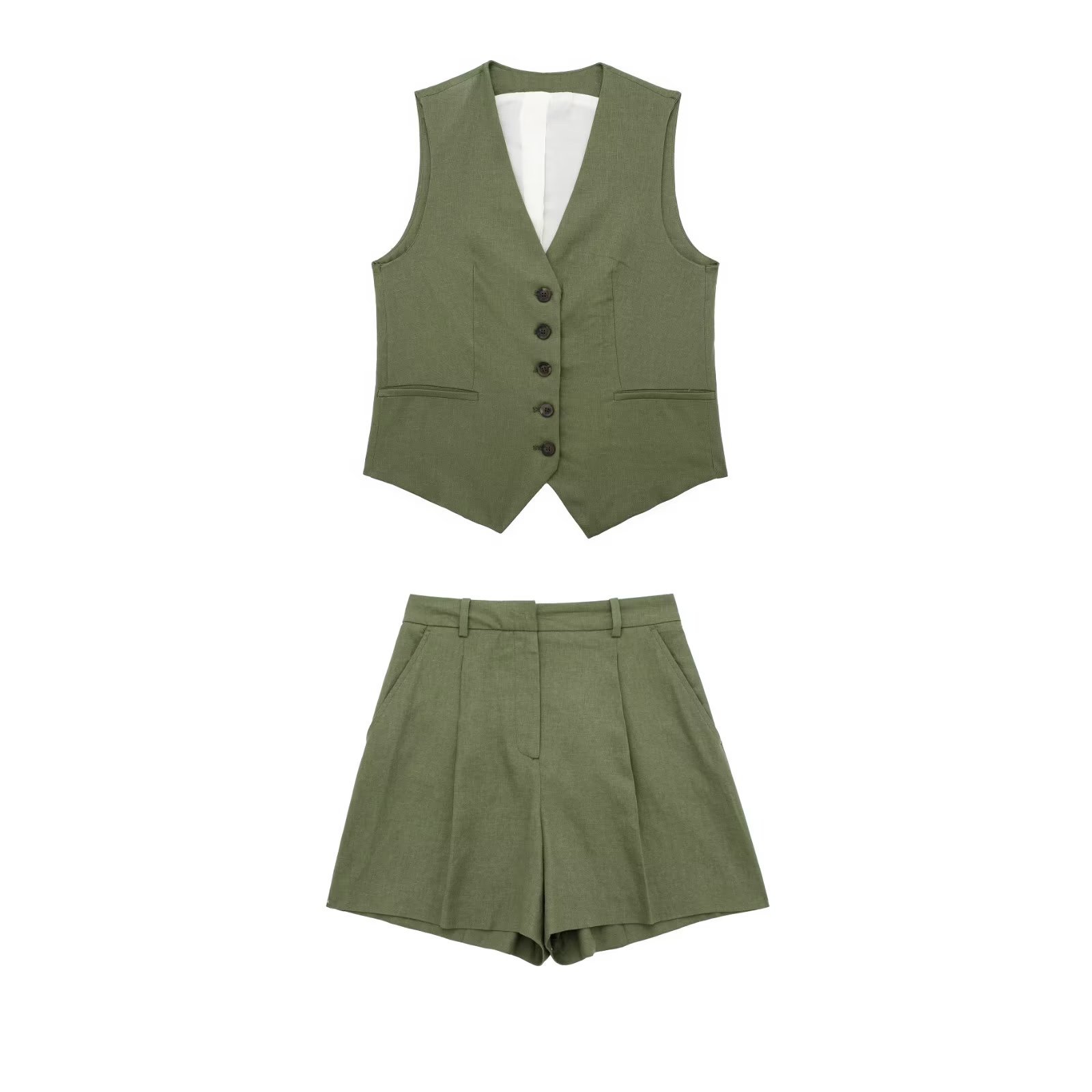 Quần áo nữ Linen Blend Clone Vest+Quần short Set