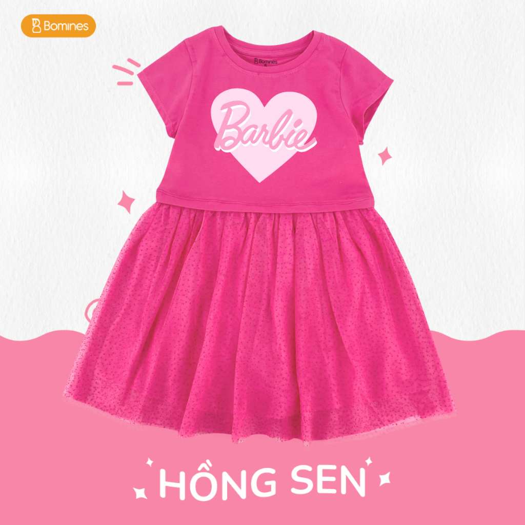 Short-sleeved dress in soft cotton with a print motif on the front, gathered seam at the waist and skirt in a patterned weave with a layer of glittery tulle on top.