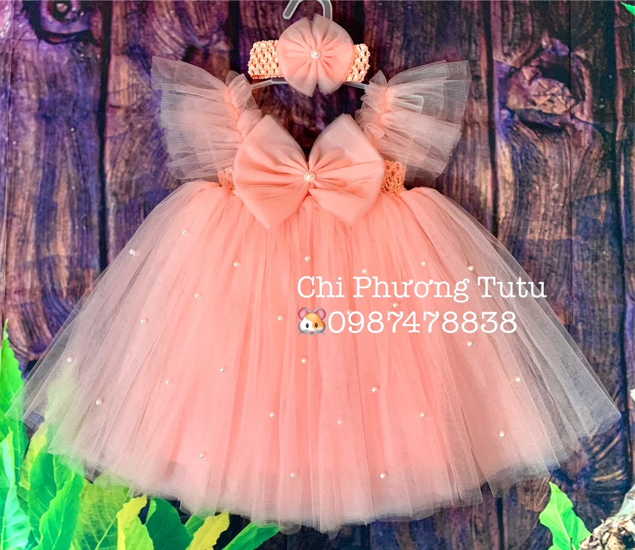 Đầm cho bé gái / váy công chúa cánh tiên nơ , tặng kèm băng đô hoặc cài tóc