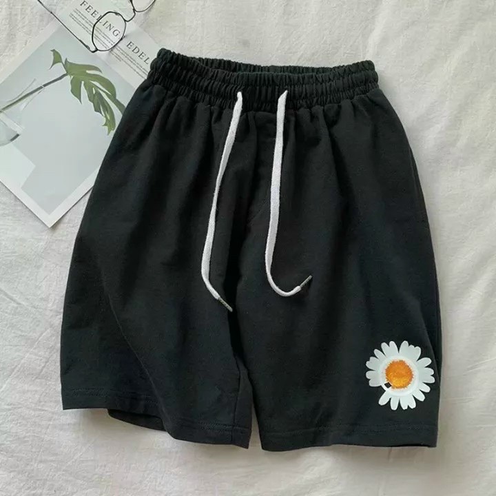 Quần short nữ lưng thun có dây rút in hình trẻ trung năng động - xmt