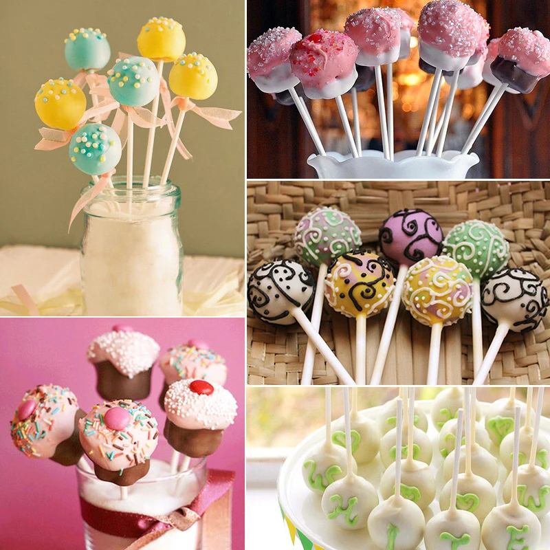HE🔥 100Pcs 8 10 12 15cm White PP Solid Core Lollipop Sticks for Chocolate Candy Sticks Cake Pop Sticks DIY Baking Accessories