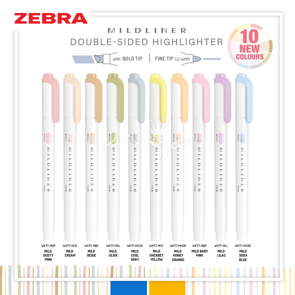 Zebra Mildliner Double-Sided Highlighter - Fine / Bold - Mild Baby Pink