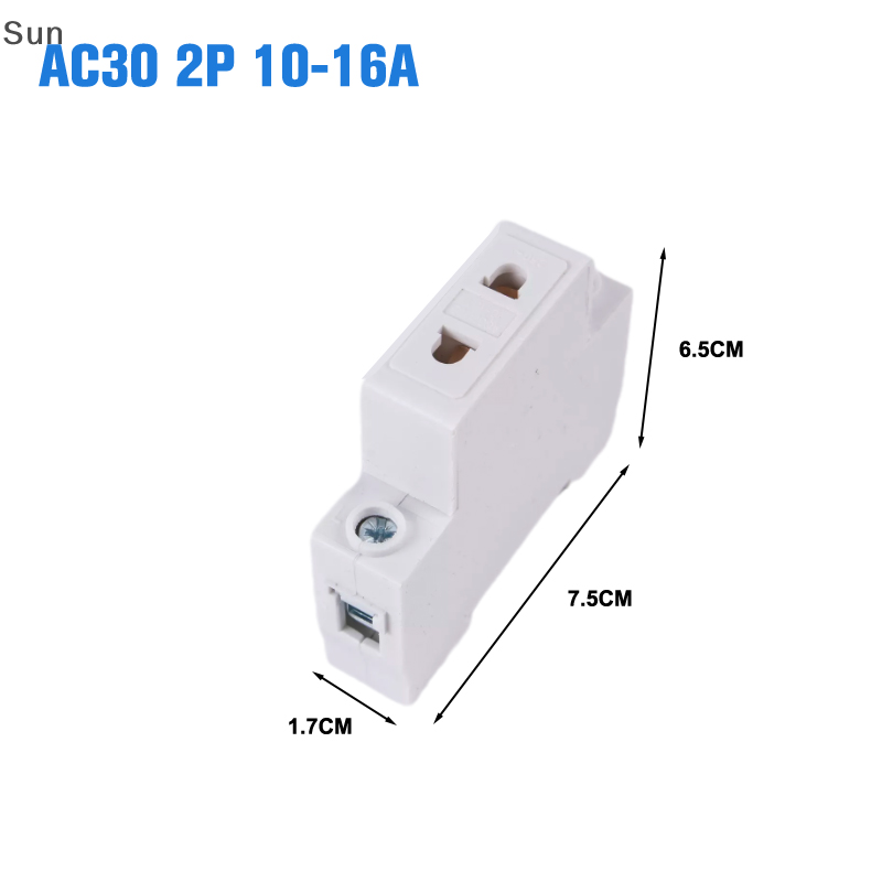 Sun ac30 ổ cắm điện ac gắn thanh ray din 35mm loại eu và au 10a 16a 25a 250v 440v 2/3/4/5