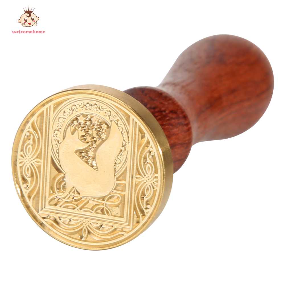 Retro Wood Handle Wax Seal Stamps Animal Pattern Sealing Wax for Envelope Letter