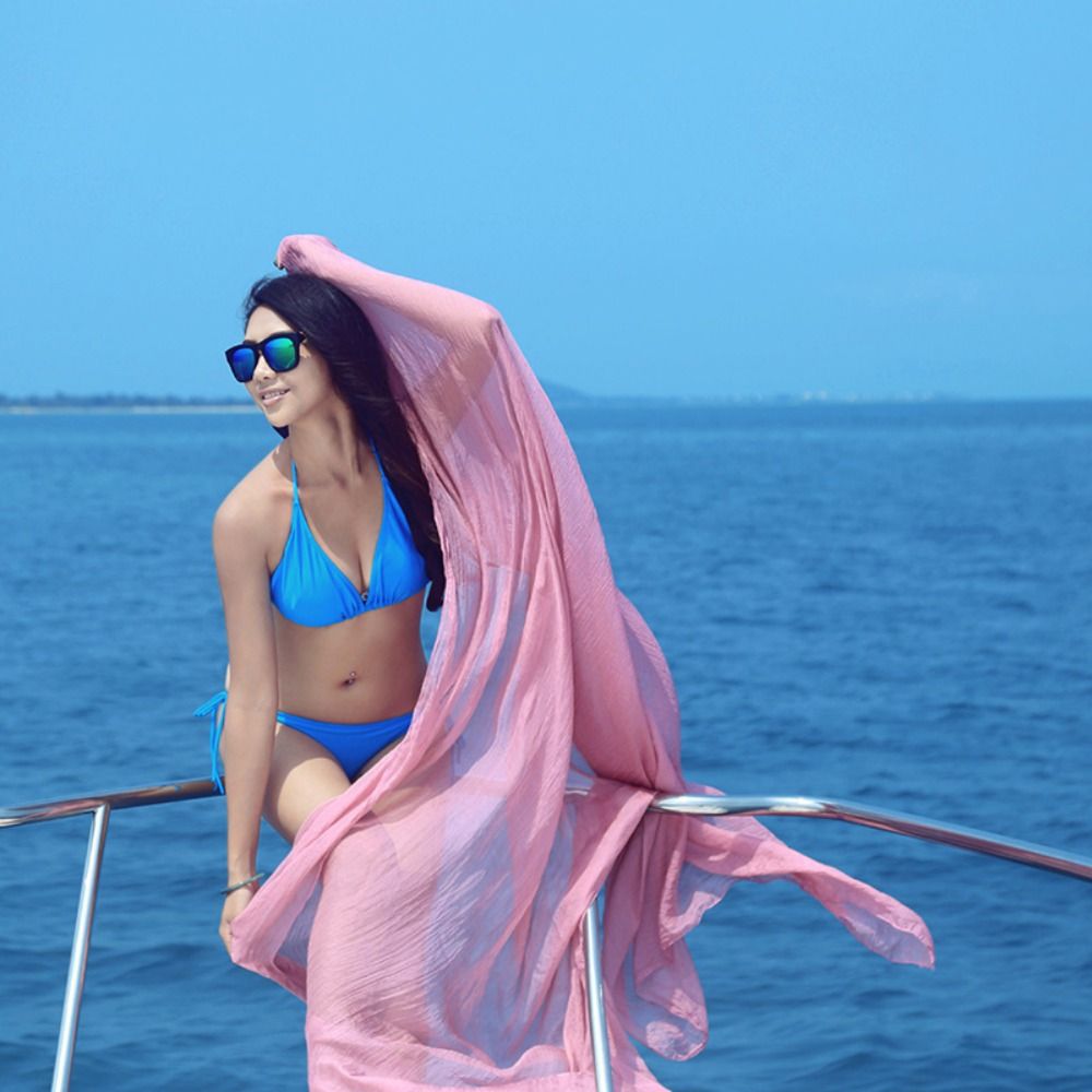 DSFIF Hoài cổ Mỏng Khăn quàng cổ Phụ kiện khăn quàng cổ Khăn choàng đi biển Phong Cách Bohemian Áo choàng bikini Khăn quàng cổ lớn mùa hè Khăn Quàng chống nắng Khăn choàng nữ Khăn choàng phong cách Hàn Quốc