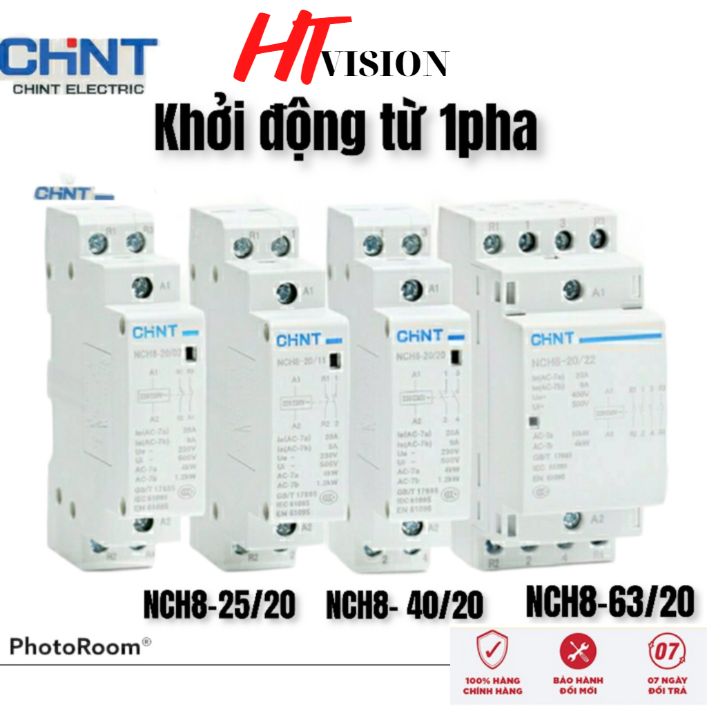 Khởi động từ 1 pha CHINT NCH8-25/20 NCH8-40/20 NCH8-63/20 25A 40A 63A 220V