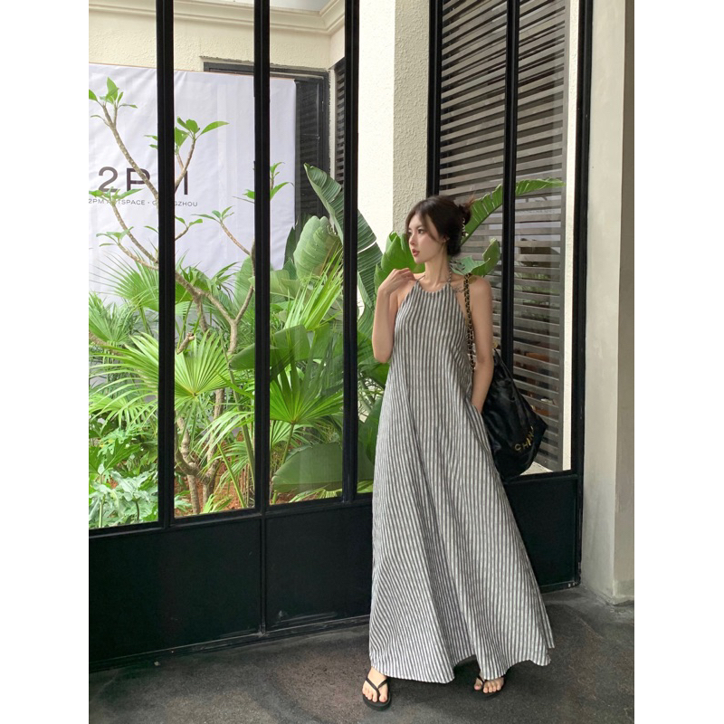 Váy maxi sọc Hàn Quốc