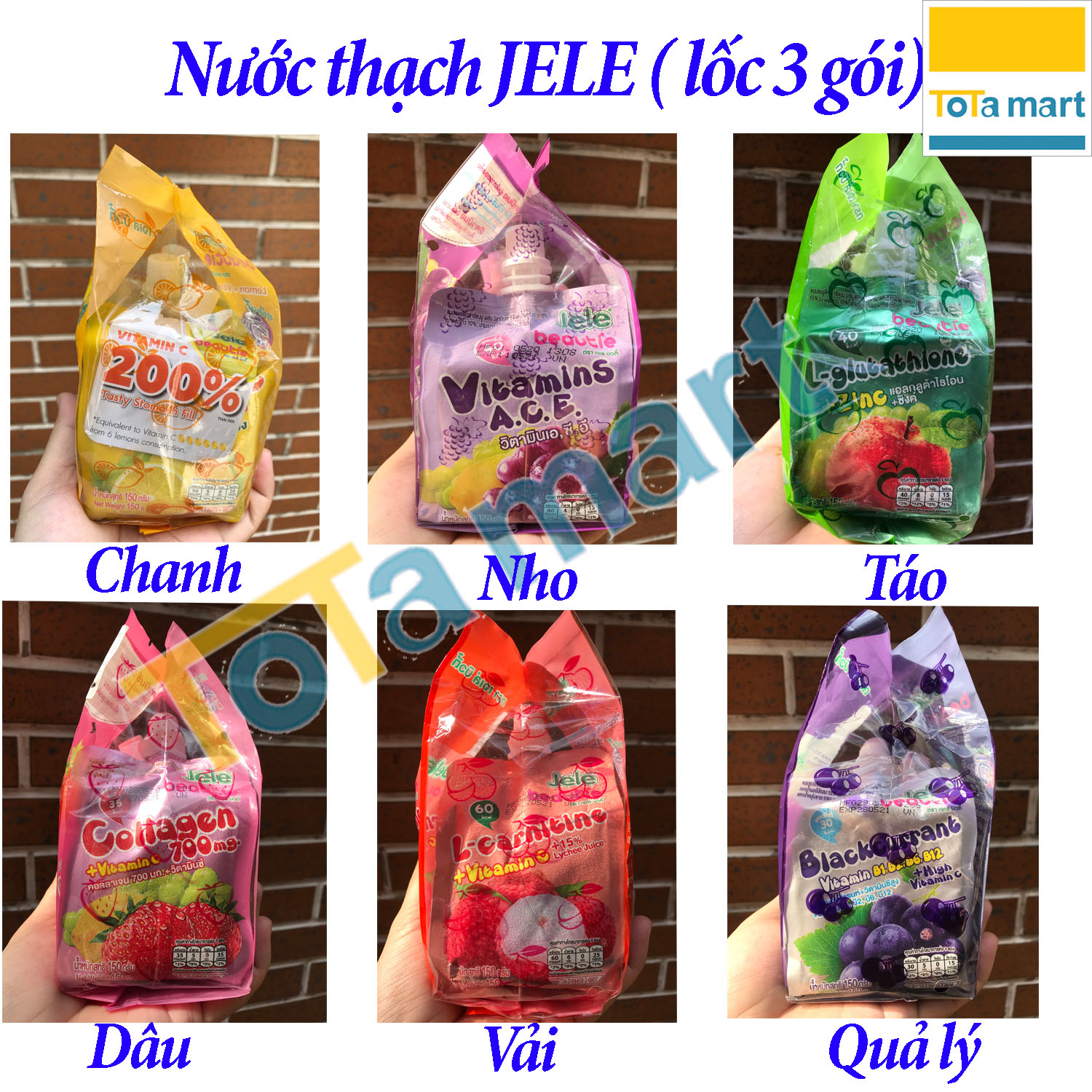 (hsd 10,11 2022) (Lốc 3 gói) Nước trái cây thạch JELE Beautie Thái Lan 150g gói thumbnail