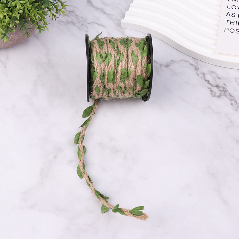 10M 5MM DIY Hemp Rope Leaves Mixed Weaving Forest Series Hemp Rope Simulation Decorative Hemp Rope DIY Background Rattan Jessica. 