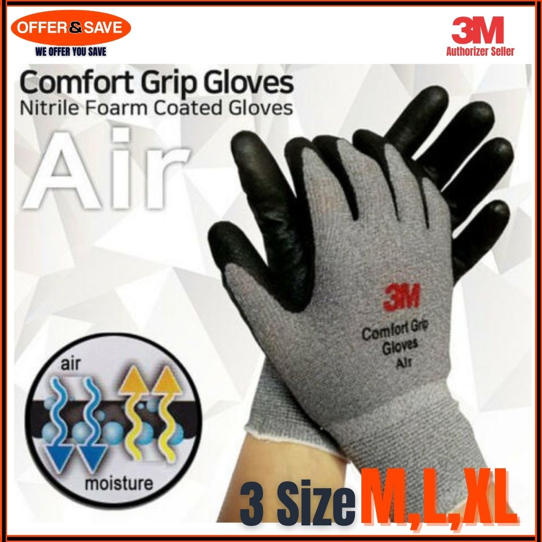 3M Work Gloves Comfort Grip wear-resistant Slip-resistant Gloves Anti-labor Safety  Gloves Nitrile Rubber Gloves size L/M