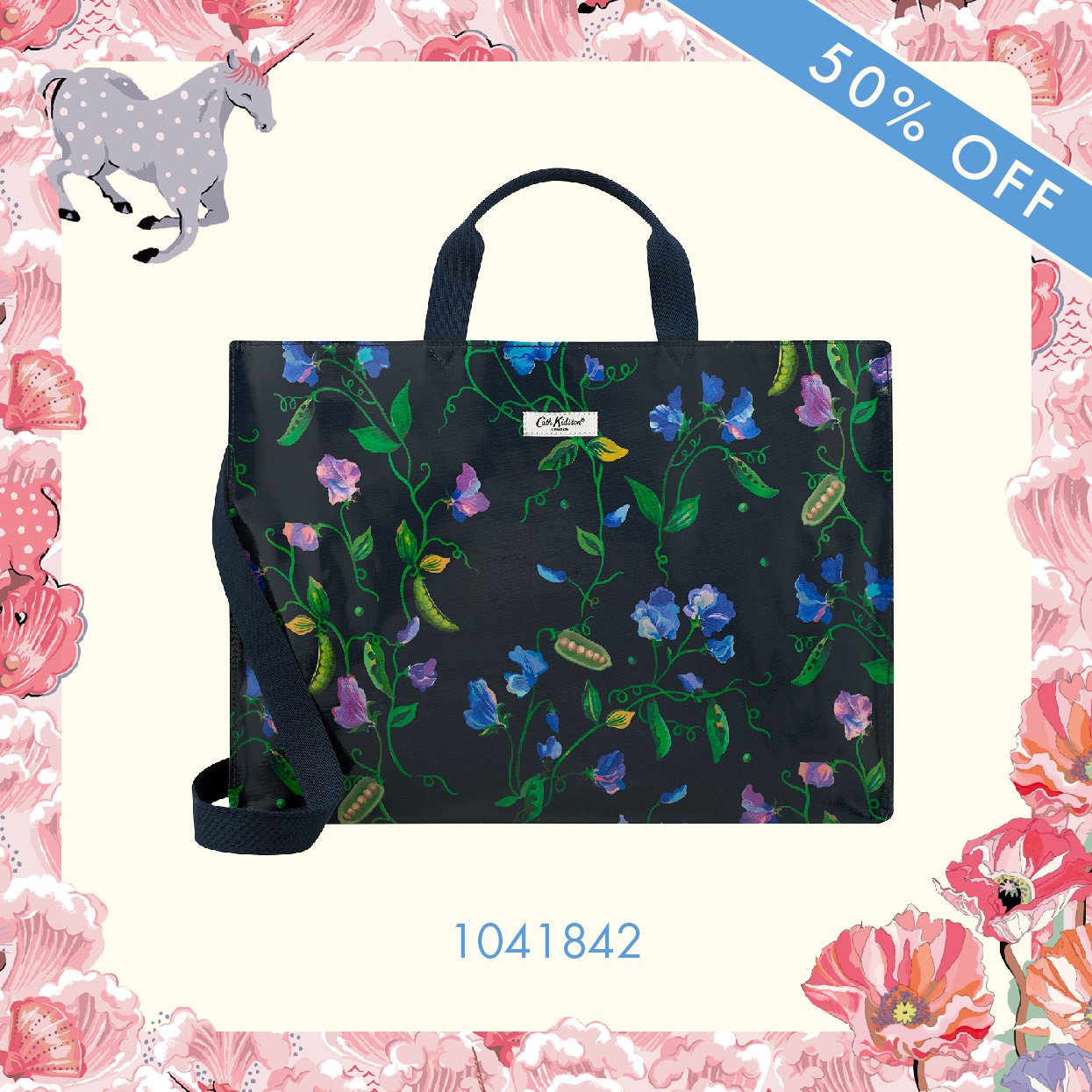 Cath kidston - túi đeo chéo/strappy carryall - sweet pea - navy -1041842