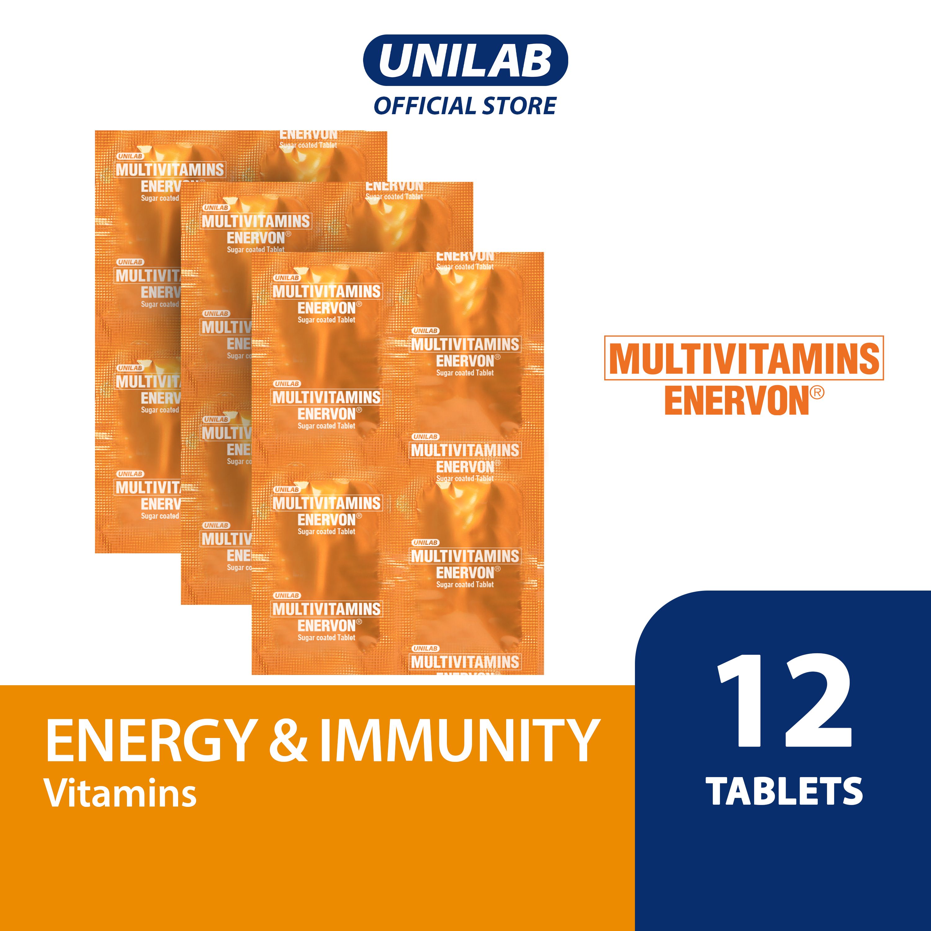 Unilab Enervon C Multivitamins for Adults 12 Tablets For Everyday