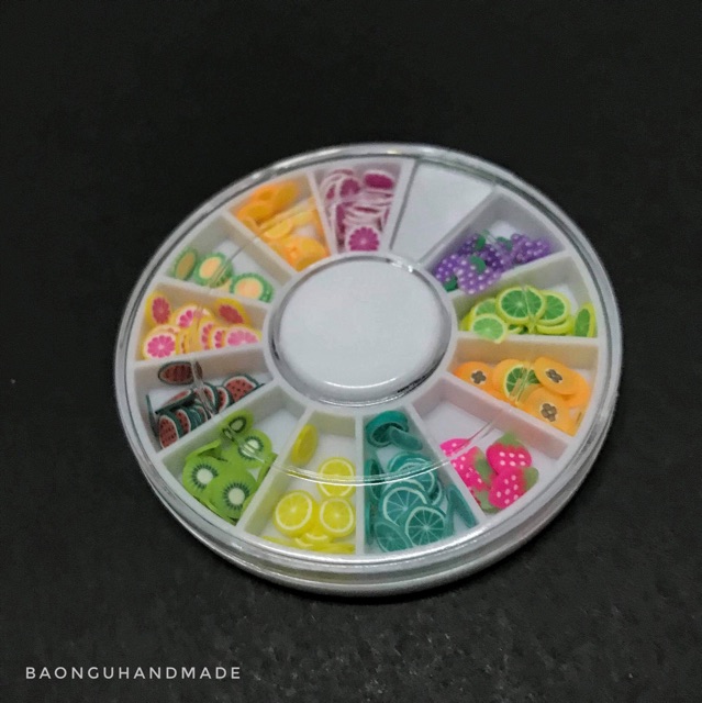 3 gram trái cây đất sét miếng nhỏ trang trí nail, handmade (túi nilong)