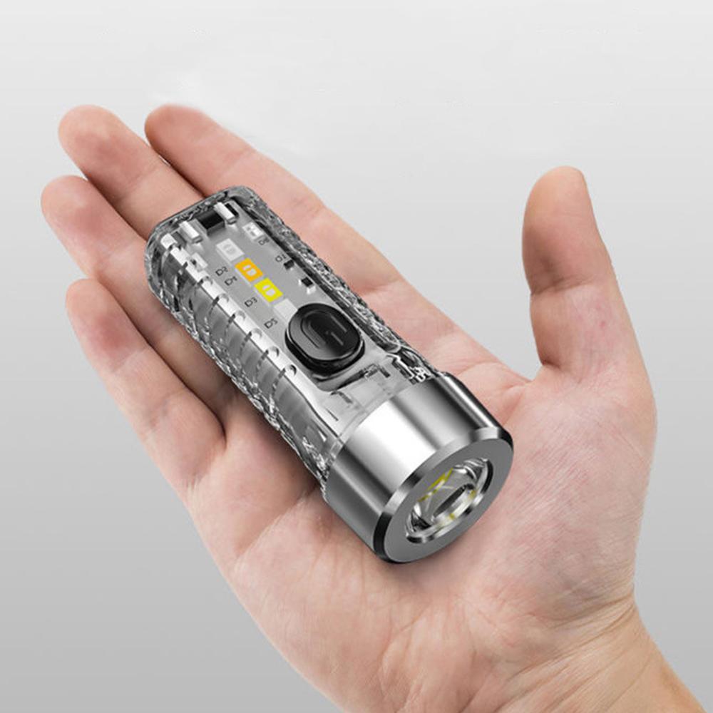 Đèn pin cầm tay siêu sáng móc treo đèn không thấm nước Mini Đèn Pin Cắm trại Có thể sạc qua USB 8 chế độ 3 bánh răng cho trường hợp khẩn cấp ngoài trời