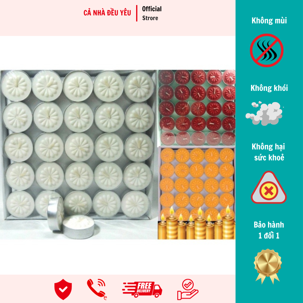 100 viên nến loại 1 - tealight không khói chính hãng