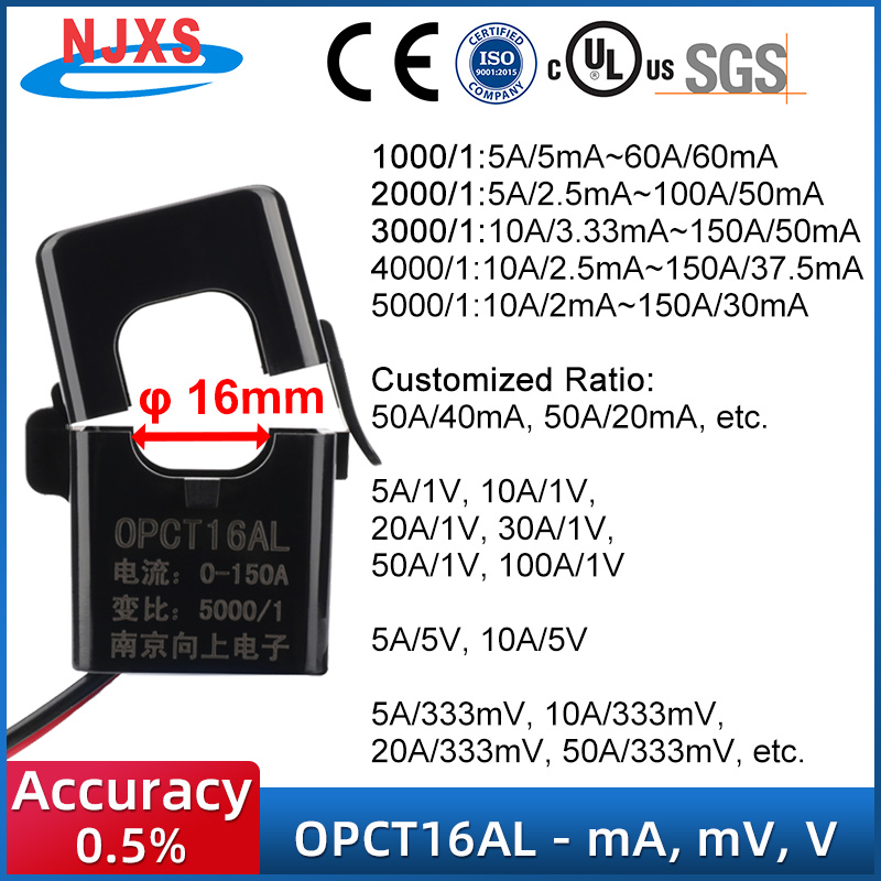 Split Core Current Transformer Sensor Opct16atl 100a 50ma 50a 40ma 10a ...