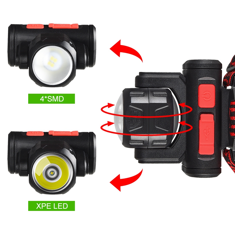 LED Head Light Lamp Head Flashlight Adjustable Waterproof Super Bright Headlight for Camping Jogging Hiking Fishing