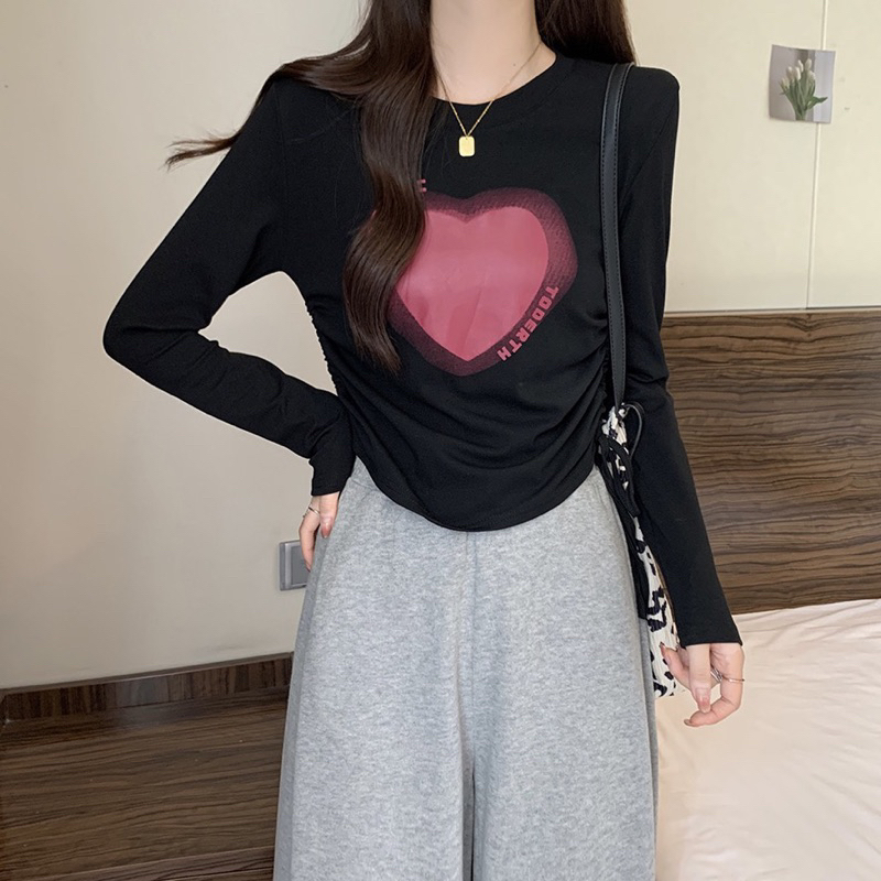 Áo Croptop Nữ Tay Dài Trái Tim