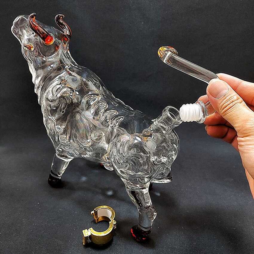 Glass bottle 1000ml – Head up BULL design - 1 bottle (E5 pattern) – 주병 - 술병