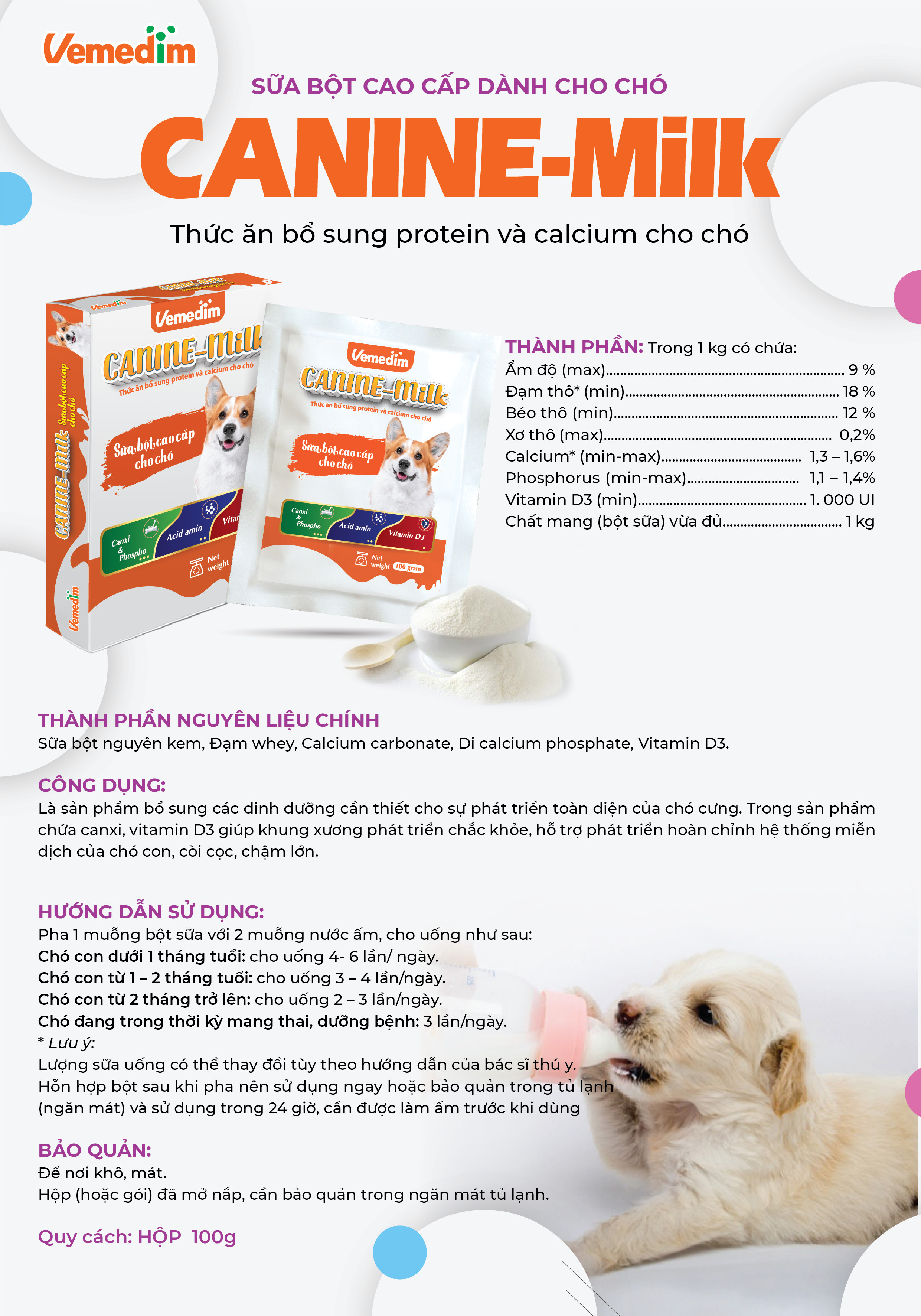 Sữa bột cao cấp cho chó - Canin Milk (100g)