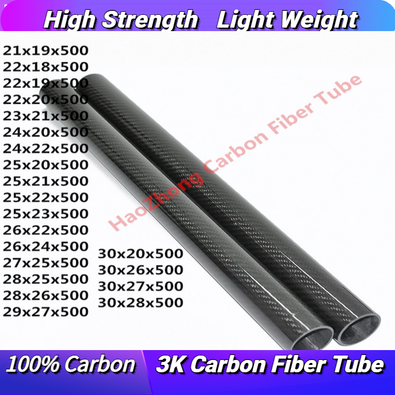 21mm 22mm 23mm 24mm 25mm 26mm 27mm 28mm 29mm 30mm với chiều dài 500mm chất lượng cao 3k sợi carbon vết thươngống giódệt
