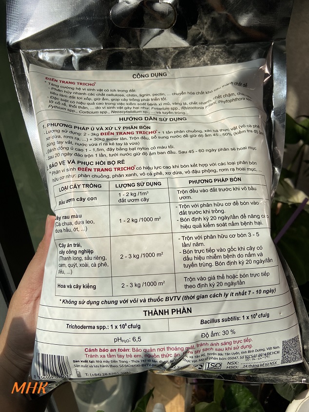 Bao 1kg Trichoderma (men vi sinh / nấm đối kháng) Điền trang DT02 ! (10^8 bào tử/g) !