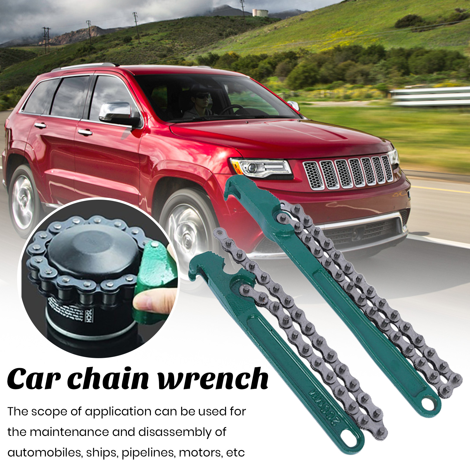 Eguan Wrench Spanner High Strength Chain Spanner Wrench Plier with Ergonomic Handle Adjustable Car Repair Tool