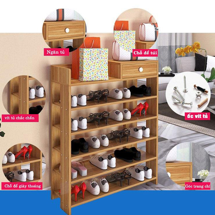 Kệ giày gỗ 5 tầng