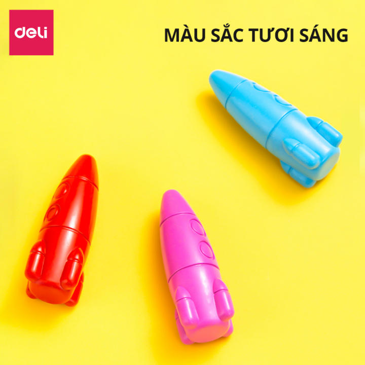 Bút sáp màu hữu cơ hỏa tiễn kèm Sticker Deli - 12/24/36 màu - An toàn không vấy bẩn tay Tô màu vẽ tranh học sinh trẻ em - Hình ảnh 3