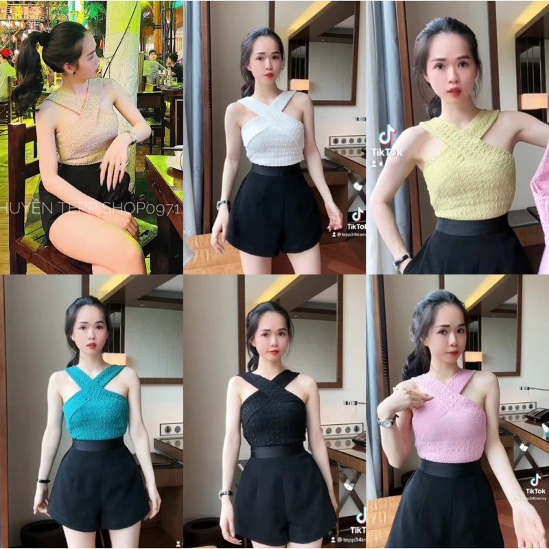 áo cổ yếm xốp chéo mẫu mới