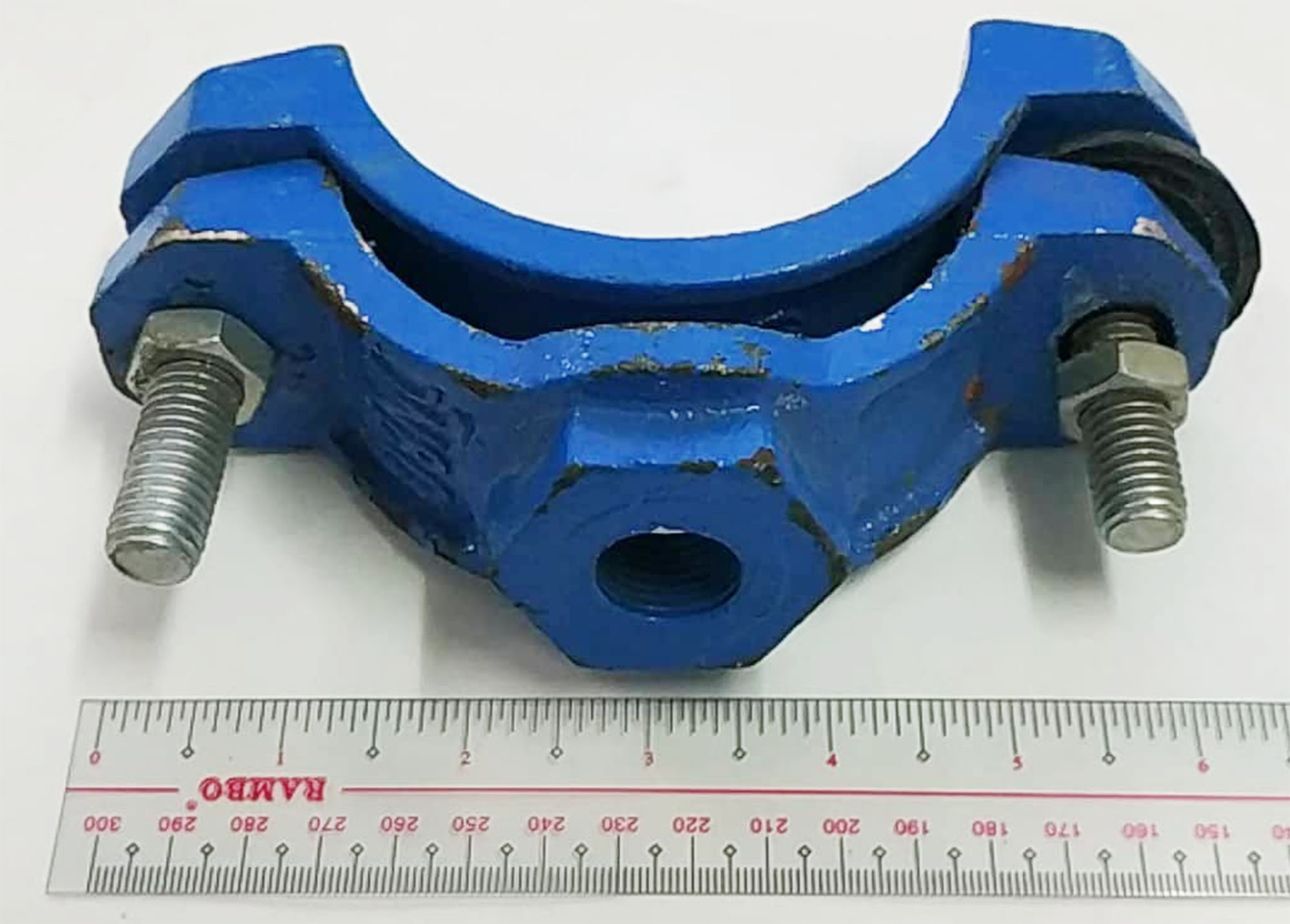 DUCTILE IRON SADDLE CLAMP 3" X 1/2" BLUE COLOR FOR WATER DISTRICT