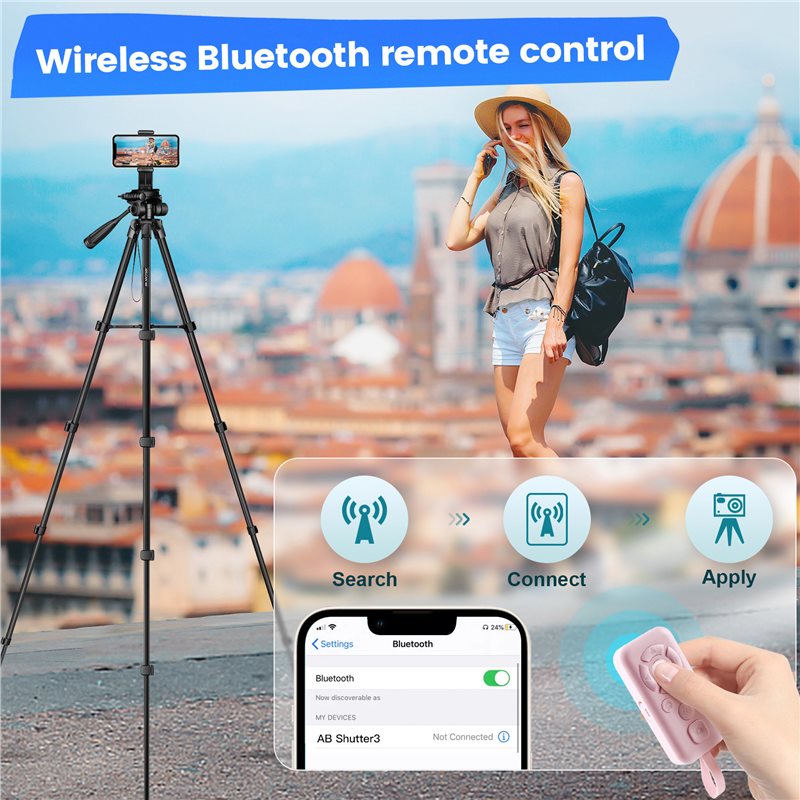 Protable Bluetooth Remote Control Mobile Bluetooth Remote for Focusing, Photography, Video Recording, , and Page Turning Pink.