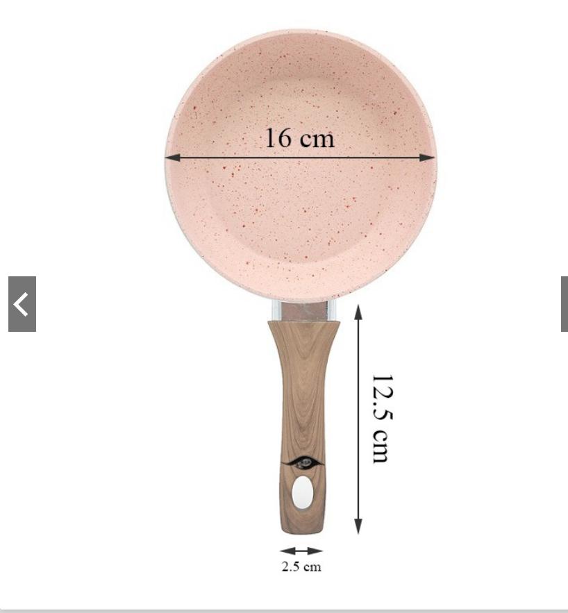 Chảo Đá Chống Dính Synmore 16Cm Cán Gỗ Chiên Trứng Chiên Bánh Đa Năng.