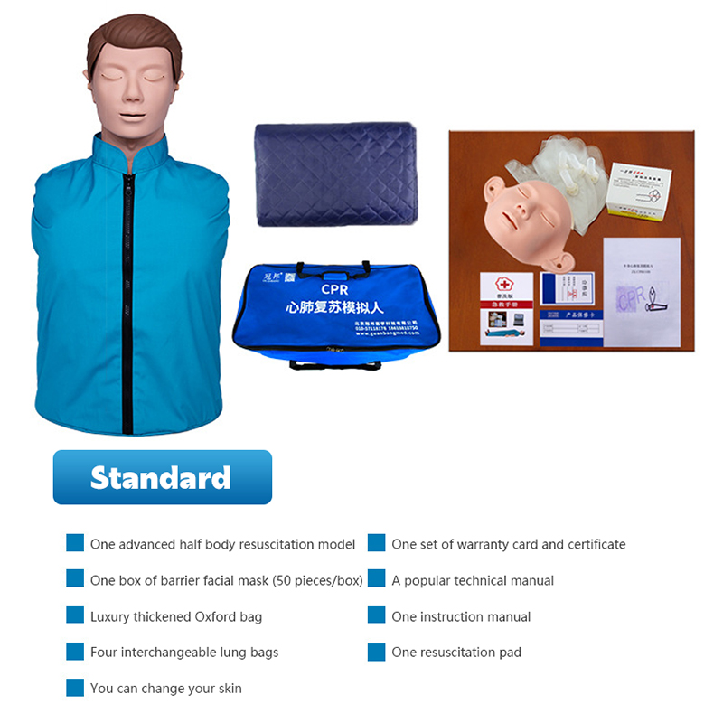 CPR AED Half Body Manikin Kit Medical Training Teaching Supplies Half ...