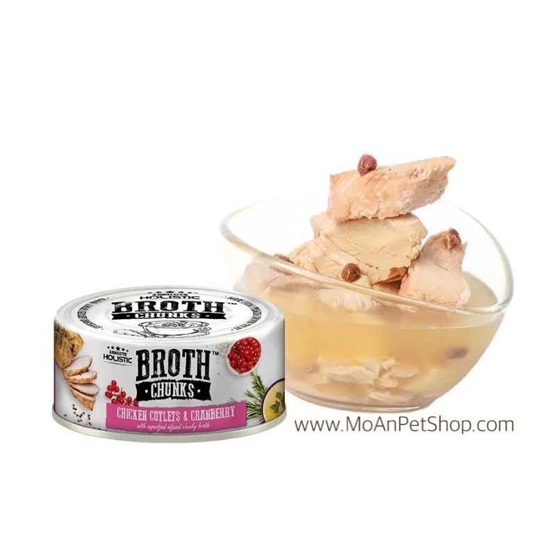 [HSD07,08/2025] ABSOLUTE HOLISTICS BROTH CHUNKS THỊT HỘP HẦM CHO CHÓ MÈO 80G