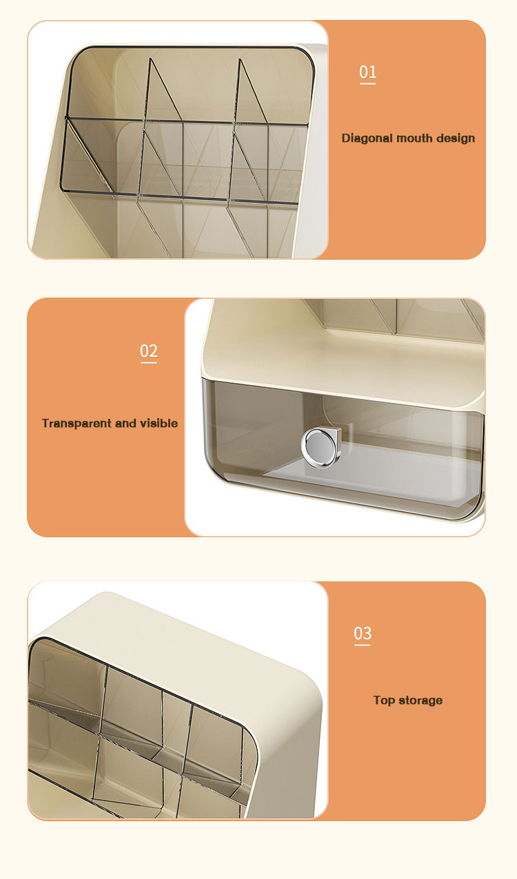 Desktop diagonal storage box, storage shelf, drawer type organization, cosmetics storage box, stationery storage, pen holder holder