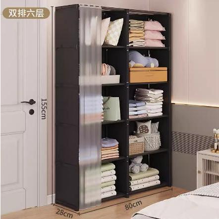 Simple Cloth Wardrobe, Reinforced good Bold Steel Tube Dust-proof Wardrobe