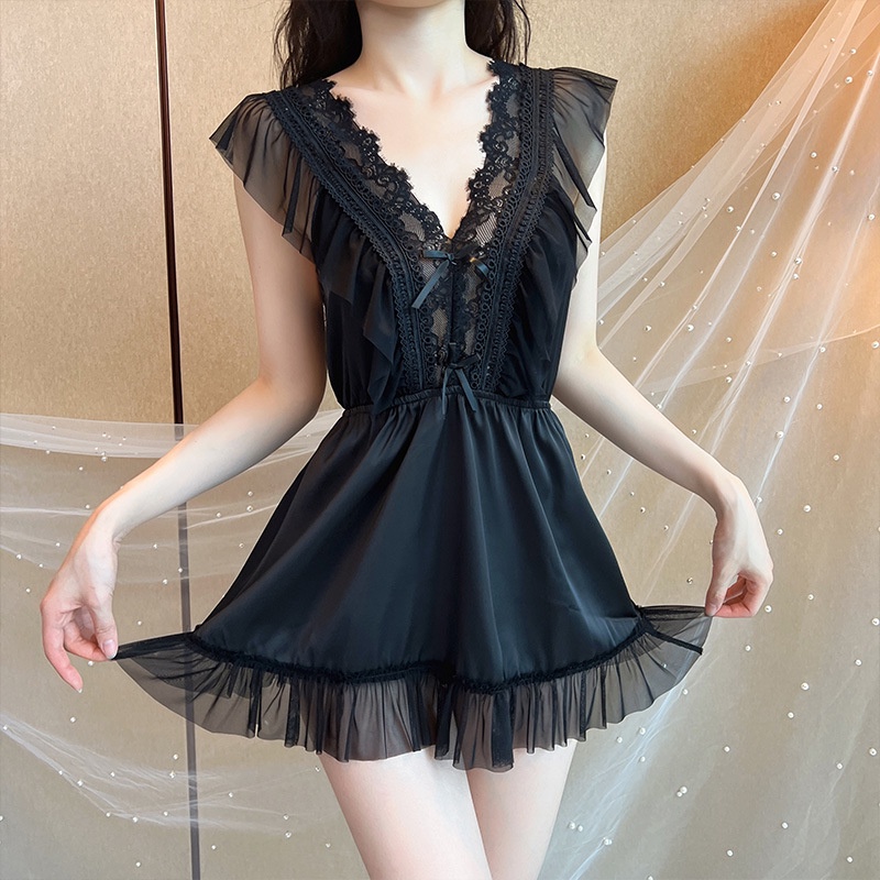 Váy ngủ cô V pha ren siêu gợi cảm 427
