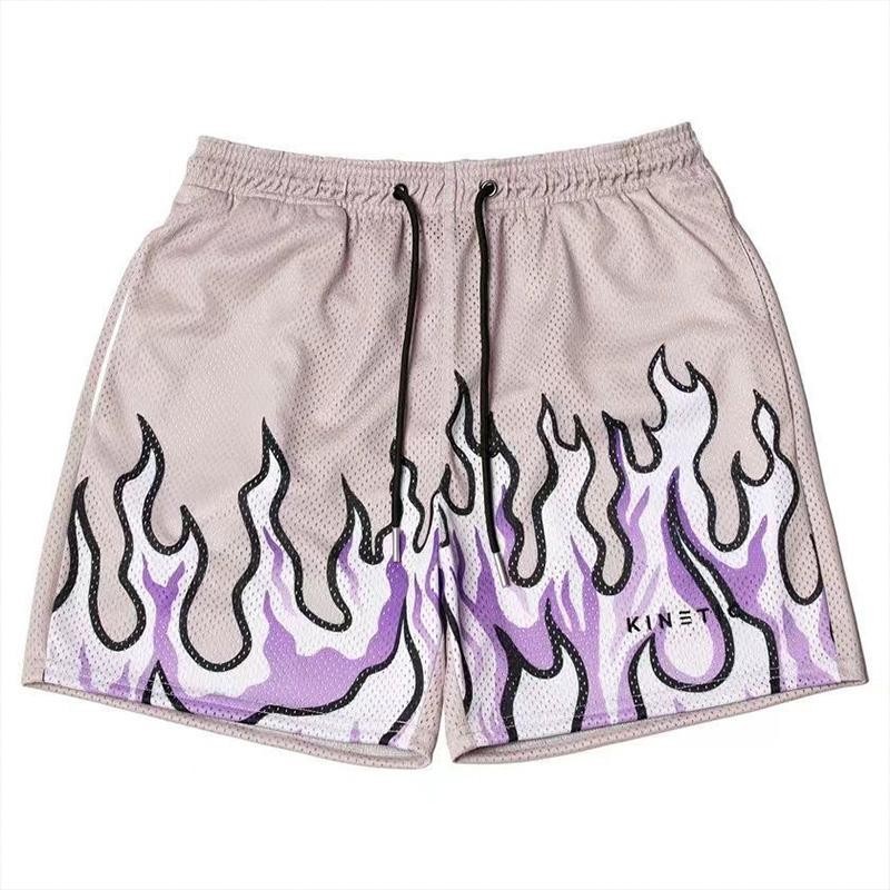 Men's Purple and Pink Mesh Shorts Basketball Flyah Shorts Fire
