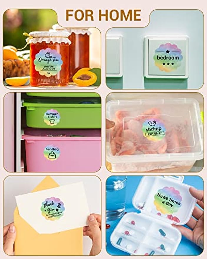 Phomemo PM-241BT Shipping Label Printer Label Sticker Round Label Square Label Rainbow Color DIY Logo Design Small Business. 