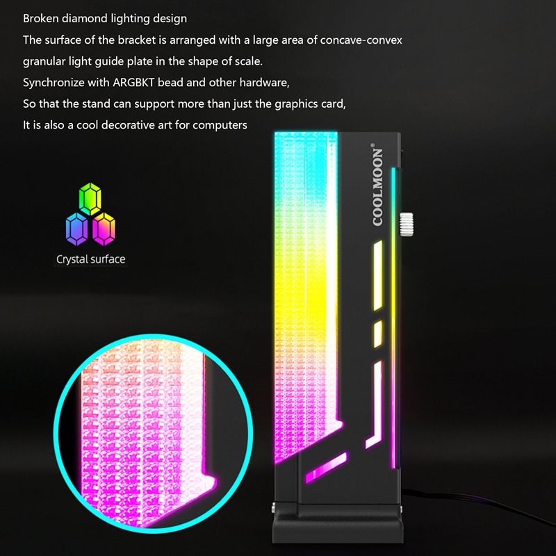 COOLMOON Graphics Card Holder 5V ARGB Vertical Graphics Stand GPU Bracket Video Card Support for Computer Case Chassis